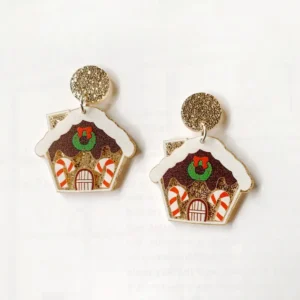 Christmas Ginger Bread House  Earrings