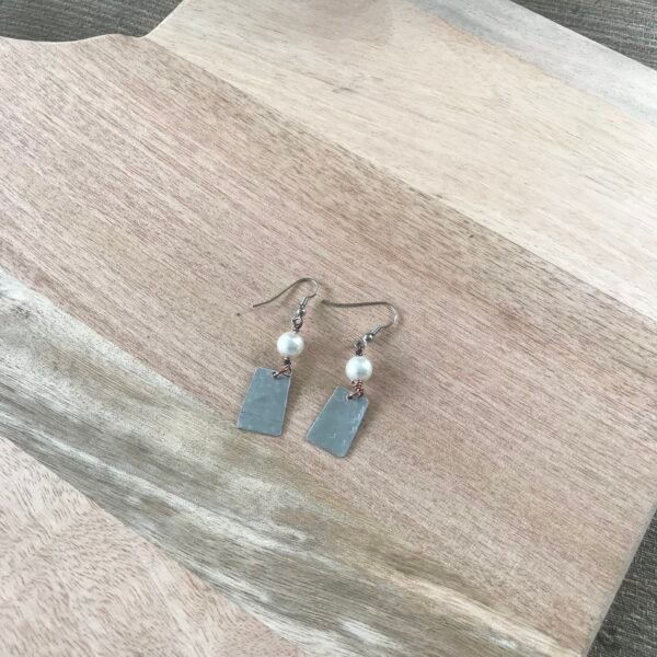 danty silver bar pear earrings