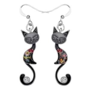 Geisha abstract art Cat earrings