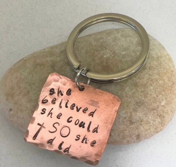 She Believed she could so she did Key Ring Necklace