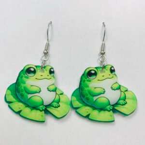 Frog on leaf Earrings