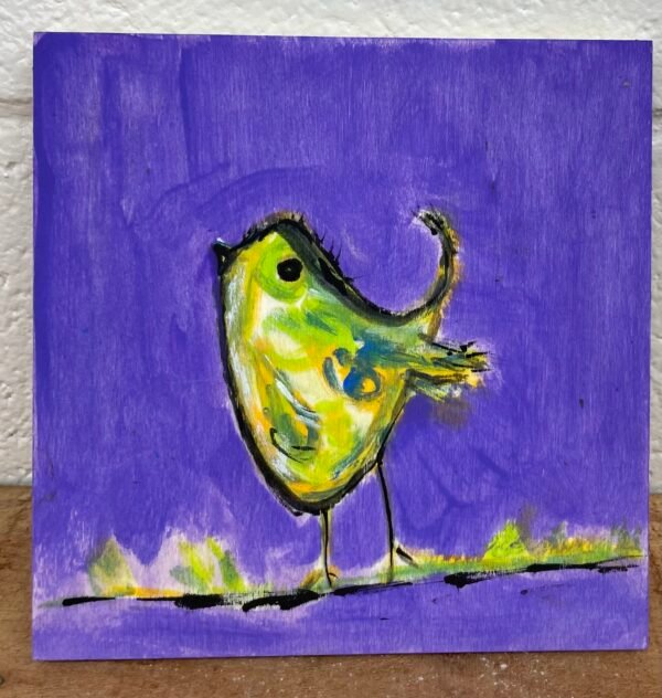 Acrylic abstract Purple Bird Original painting 6"6"
