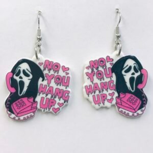 Ghost Pink black acrylic Halloween earrings