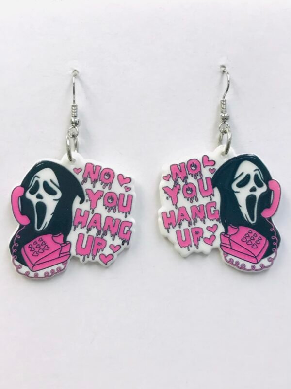 Ghost Pink black acrylic Halloween earrings