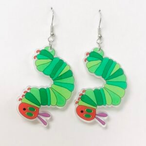 Caterpillar charm earring Green