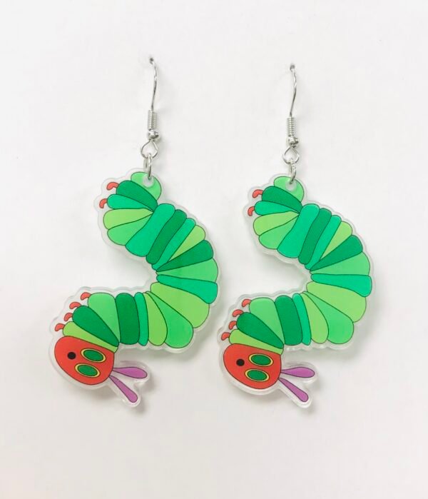 Caterpillar charm earring Green