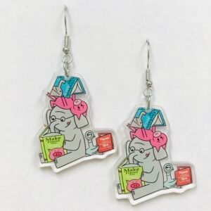 bookwork earrings elephant read book