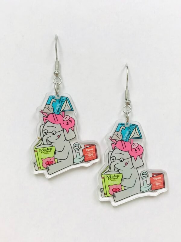 bookwork earrings elephant read book