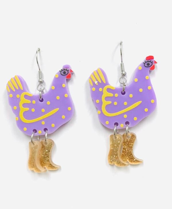 Hen chicken  acrylic earrings