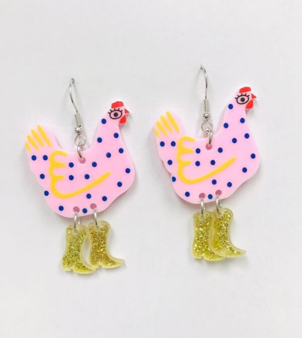 Hen chicken  acrylic earrings