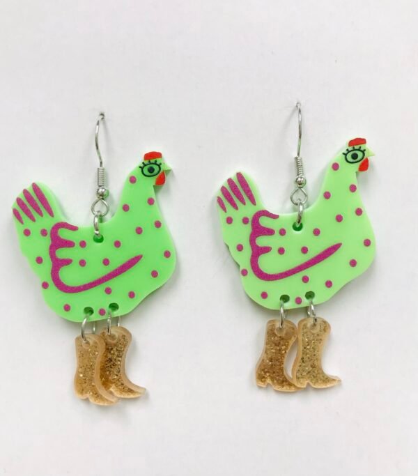 Hen chicken  acrylic earrings