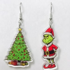 Grinch Christmas Tree Acrylic Earrings