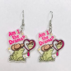 Drama Queen Frog Acrylic Earrings