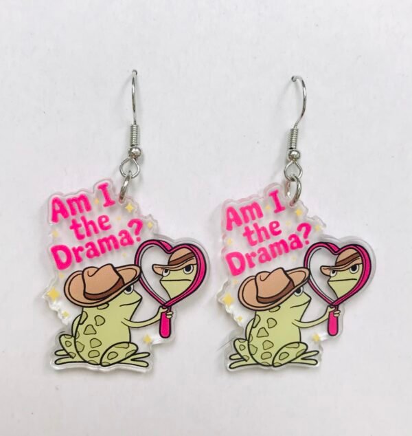 Drama Queen Frog Acrylic Earrings