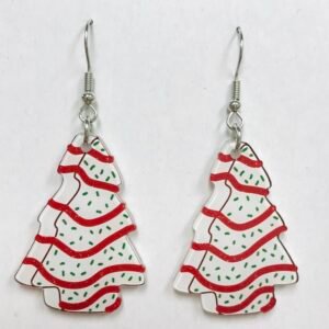 Christmas  tree Red and snow  earrings