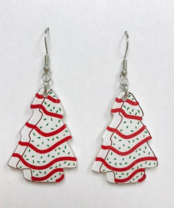 Christmas  tree Red and snow  earrings