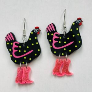 Hen chicken  acrylic earrings