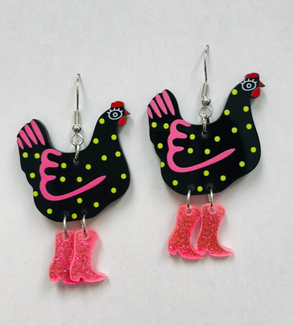 Hen chicken  acrylic earrings