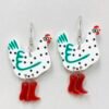 Hen chicken  acrylic earrings