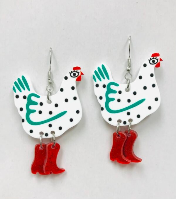 Hen chicken  acrylic earrings