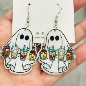 white Ghost Halloween earrings