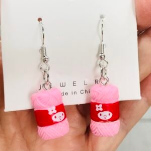 Knitting Yarn Pink Earring