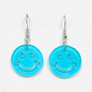 Baby blue smiling face 70th earrings