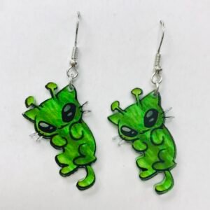 Acrylic green kitty cat Earrings