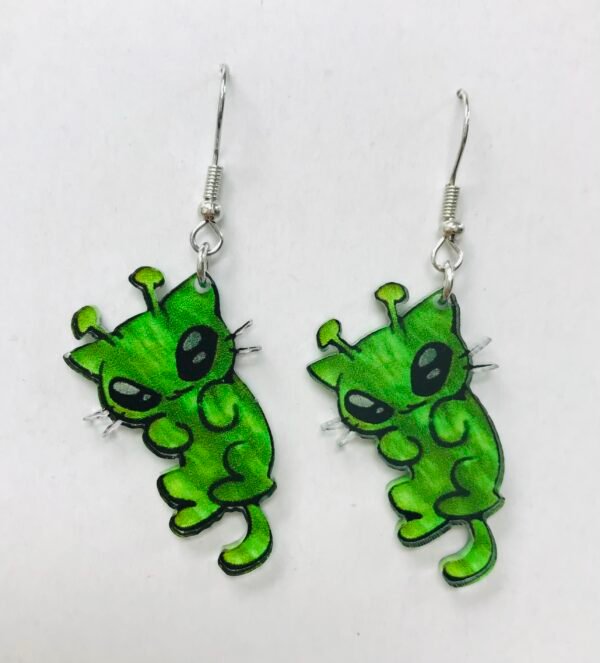 Acrylic green kitty cat Earrings