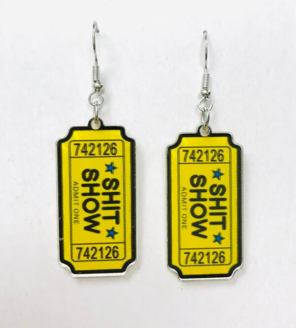 yellow movie ticket earrings