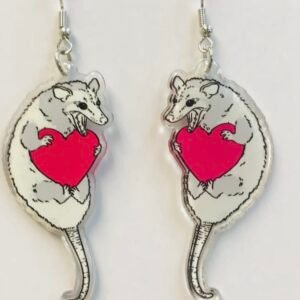 Acrylic Possum pink cute animal earrings