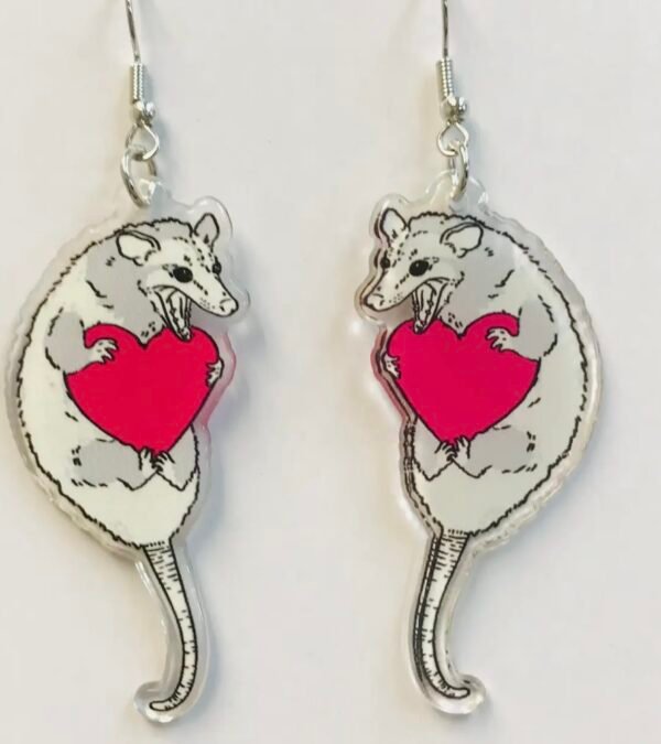 Acrylic Possum pink cute animal earrings